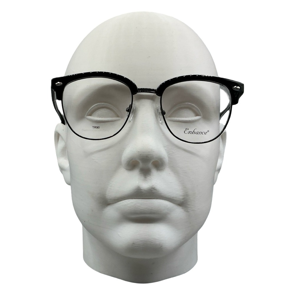 Enhance 4331 Eyeglasses Black Gunmetal Half Rim Clubmaster‎ Style 53-20-145